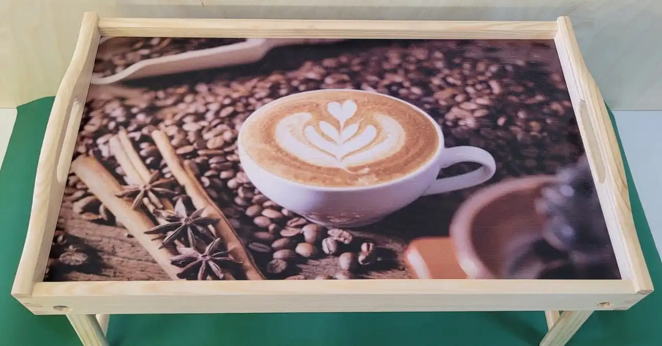 PIKUSA — Frühstückstablett mit Kaffeebohnenmotiv