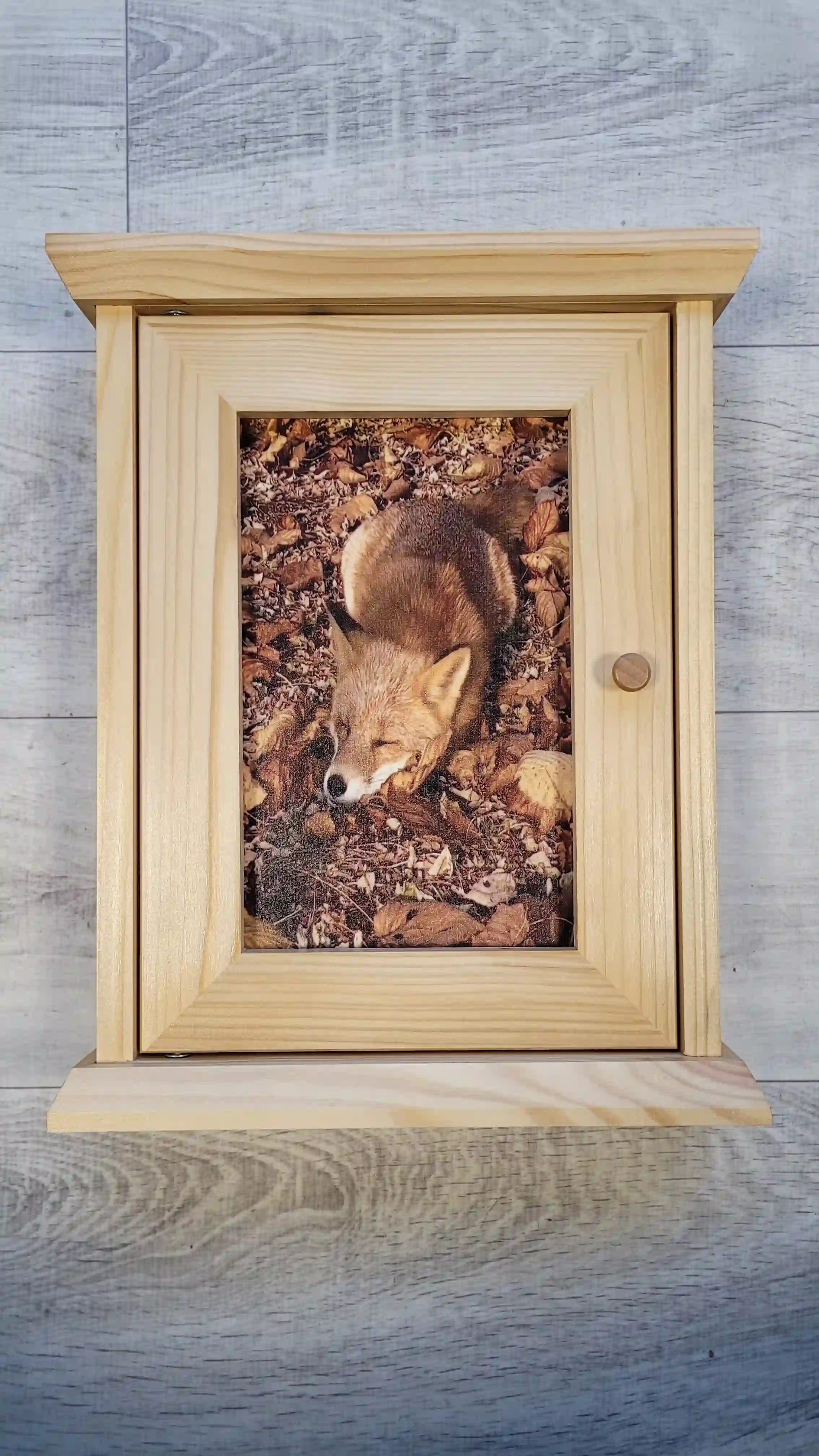 PIKUSA — Schlüsselkasten, helles Holz, Fuchsmotiv